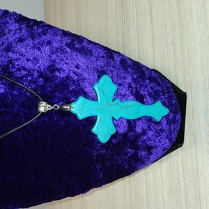 Howlite cross on leather with lobster clasp